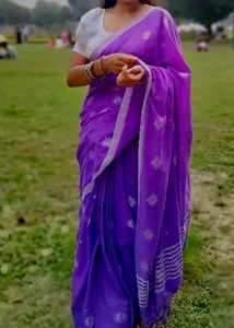 Purple Cotton Saree