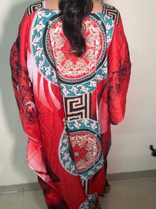 Red Printed Kaftan Dress