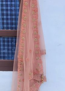 One Time Used Bridal Lehanga Peach Colour