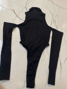 Black Ribbed Bodysuit