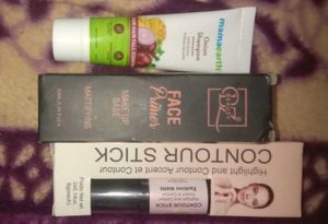 Face Primer, shampoo, contour stick