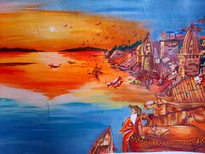 mahakumbh banaras ghat painting ✨️