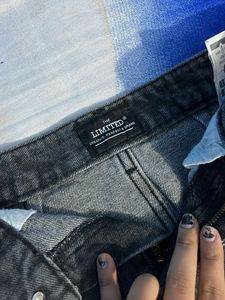 Dark Grey Denim Mini Skirt