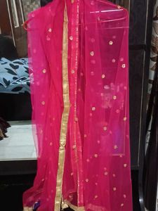 Black Sharara Suit With  Pink Dupatta
