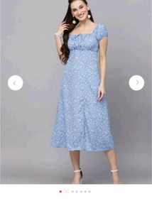 Blue Floral Print Dress L Size