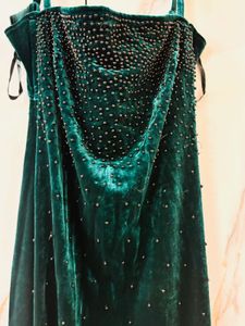 Bottle Green Velvet Gown