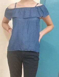 Denim Off Shoulder Top