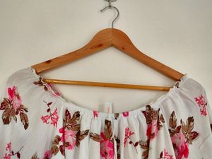 White Pink Floral Top
