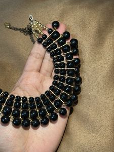 Black Beaded Statement Necklace