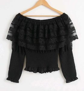 Elegant Black Lace Off-Shoulder Top