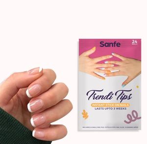 Sanfe Instant Round Press On Nails (French Tip)