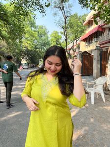 Lime Green Embroidered Kurti