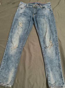 Blue Ribbed Slim Jean