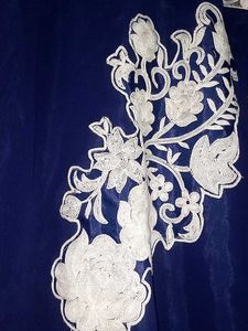 Navy &amp; White Floral Lace Dress