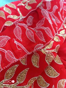 Bright Red Unstritched blouse Piece