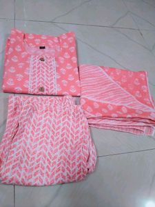 Coral Printed Kurti Set