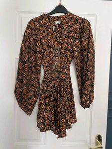 Topshop Disty Floral Print Long Sleeve Playsuit