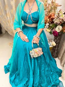 Teal Lehenga Choli with Dupatta