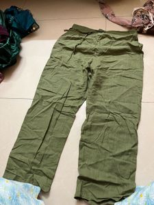 Olive Green Linen Blend Kurta Pants