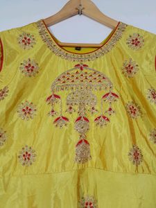 Mustard Gold Embroidery Kurtas(Women's)