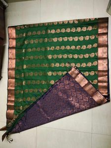💚Bottle Green Semi Silk Saree