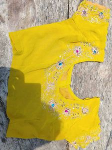 Beautiful Blouse Lemon Yellow Full Back Work