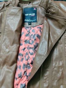 Brown Faux Leather Moto Jacket