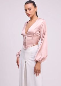 Newme -Pink Satin Corset Top