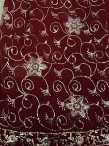 Red Sequence Saree