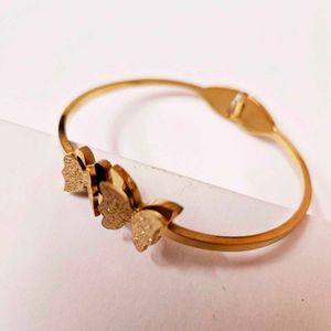 Golden Twin Butterfly Cuff Bracelet