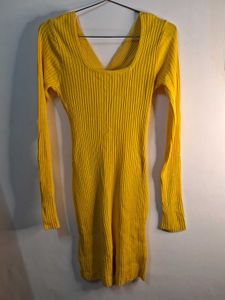 Ribbed Yellow Dress & Green Top