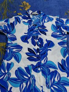 Blue Floral Print Midi Dress