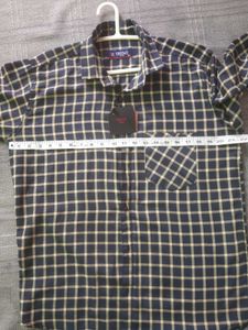 Men Check Shirt Navy With Yellow