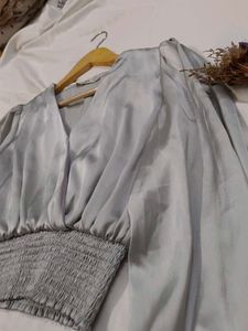Silver Metallic Crop Top