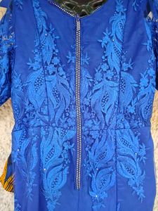 Blue African Peplum Style Gown