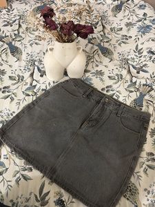 Gray Denim Skirt