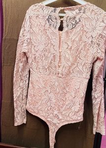 Pink Lace Bodysuit Top
