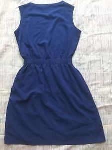 Navy Blue Sleeveless Dress with Zipper Pockets