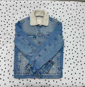 H&amp;M Denim Jacket with Fleece Collar