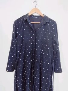 Tokyo Talkies Navy Blue Polka Dot Dress