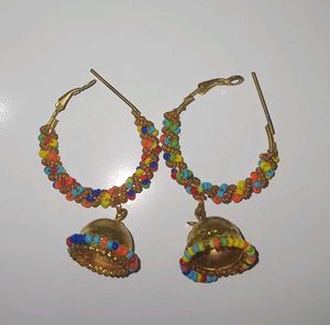 Colorful Jhumka Hoop Earrings