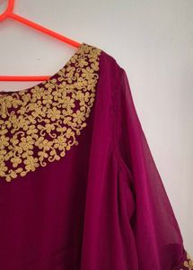 Elegant Embroidered Maroon Dress