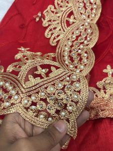 Elegant Red Embellished Saree