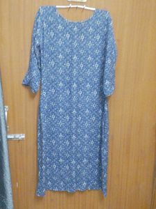 Blue Printed Kurti soft cotton linen 2xl