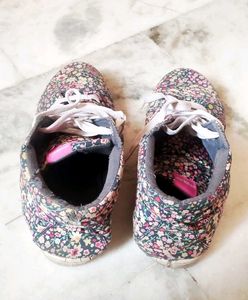 Floral shoes.