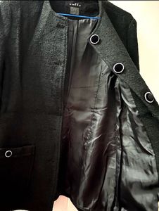 Solid Black Tweed Tailored Jacket