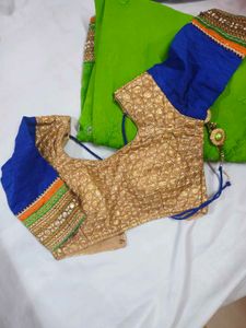 Heavy Georgette Popat Green Saree
