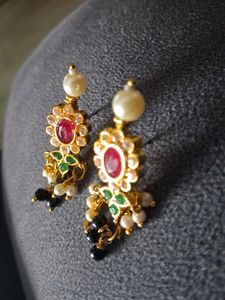 Beautiful Earrings With Cz Stones And Pearls