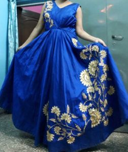 Ethnic Gown- Flared Art Silk