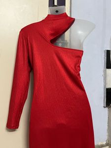 Tokyo Talkies Red One-Shoulder Mini Dress